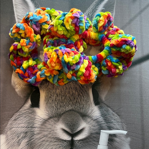 Hand Crafted Accessories - Hand Crafted Rainbow Multicolor Plush Scrunchies Set